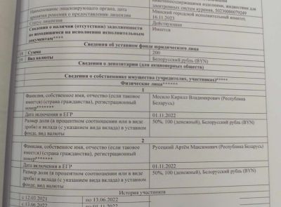 Доля в размере 50% в уставном фонде ООО «Блэк Беар Анлимитед»